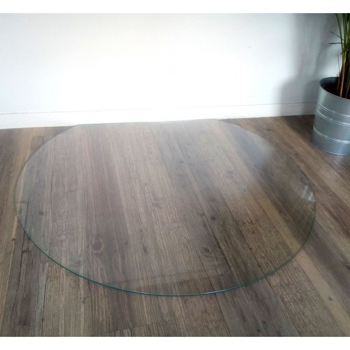 Plaque de sol verre clair Rond coupé 900 x 1000 mm Rayon 500