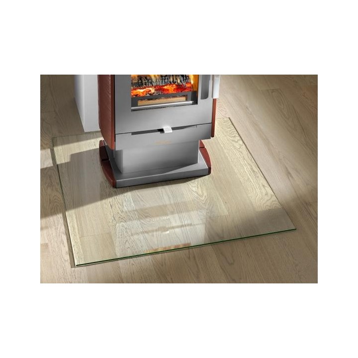 Bodenplatte aus Glas Quadrat 75x75cm für Holzöfen - Capska