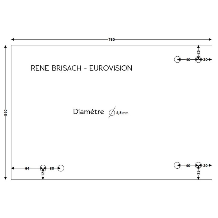 Brisach EUROVISION Glas (mit Löchern) - Rechteck Gebohrt Kaminglas für Kaminofen