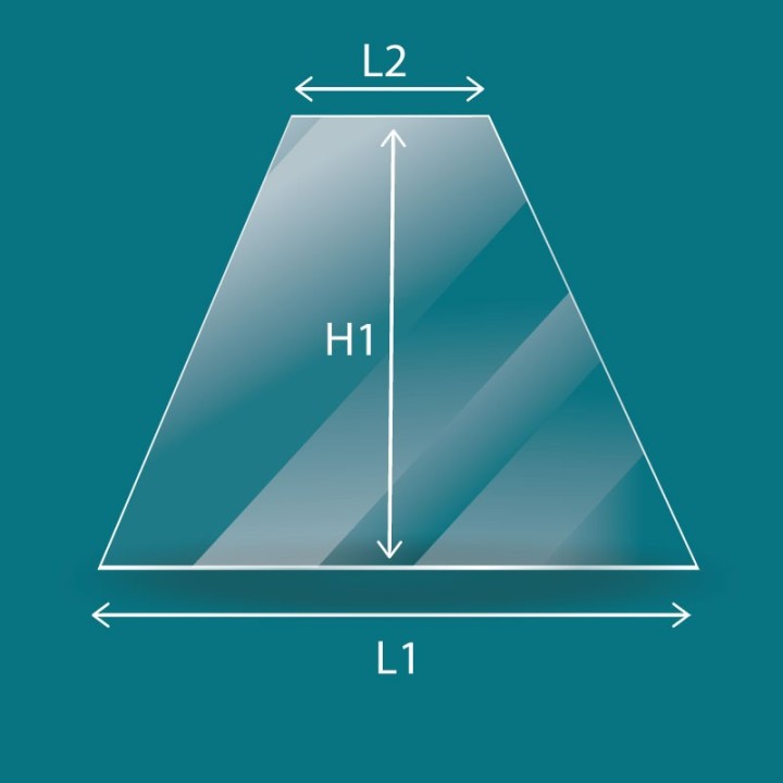 Vetro Don Bar 9600 - Vetro Trapezoidale isoscele Laterale per inserto per caminetto