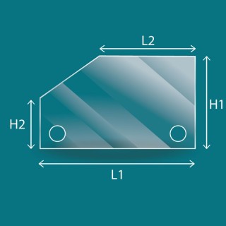 Vidrio plano con 1 ángulo cortado en vidrio vitrocerámico para insert o estufa de leña - Capska