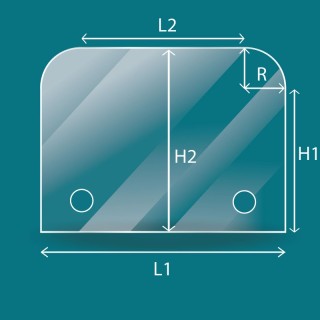 Glass with 2 rounded corners custom cut for fireplace - Capska