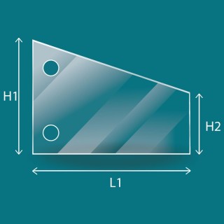 Vitre pour insert ou poele à bois en forme de trapèze rectangle avec perçage - Capska