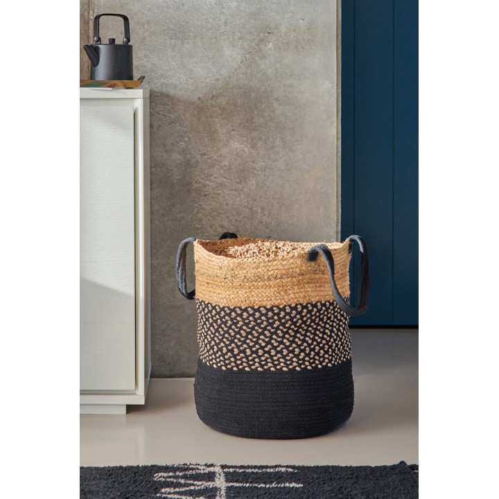 Niamey-Holzkorb aus natürlicher Jute und recycelter Baumwolle – Capska
