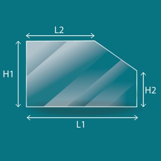 Vitre sur mesure rectangle 1 angle coupé pour poele et insert - Capska Vitre sur mesure rectangle 1 angle coupé pour poele et insert - Capska