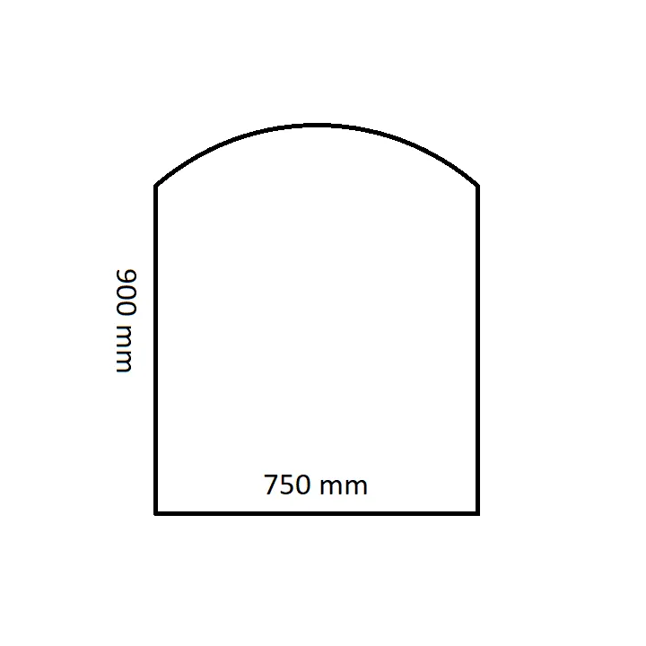 Glas Bodenplatte rechteckig gewölbt 90x75cm für Kaminöfen - Capska