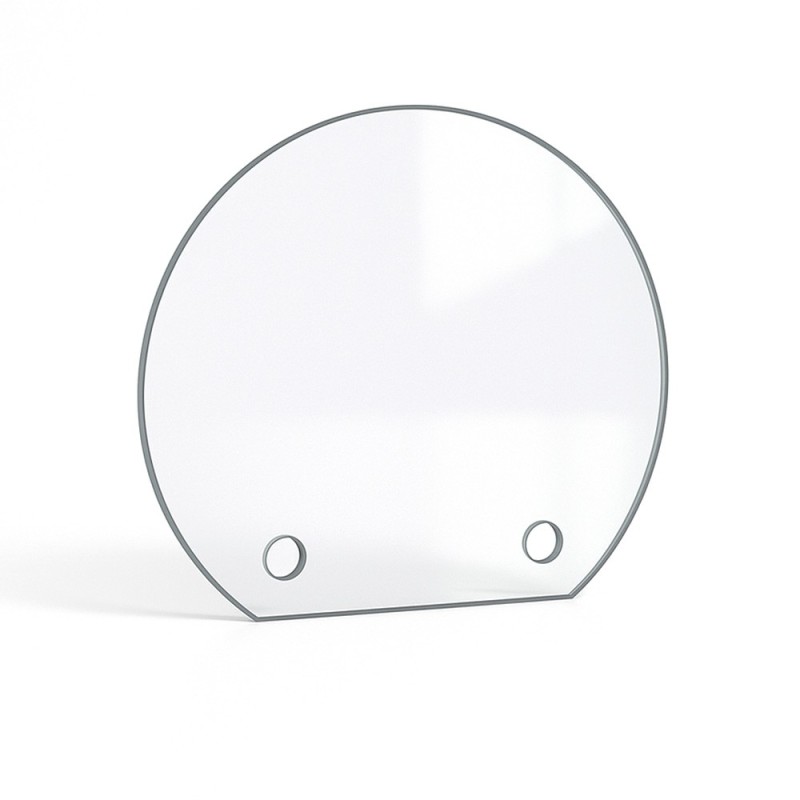 Cut Round Glass Pane with Drilling for Stove - Capska Cut Round Glass Pane with Drilling for Stove - Capska