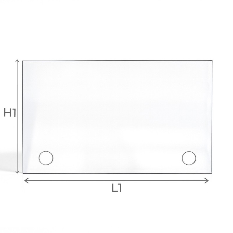 Vitre plate rectangulaire avec perçage dimension Vitre plate rectangulaire avec perçage dimension