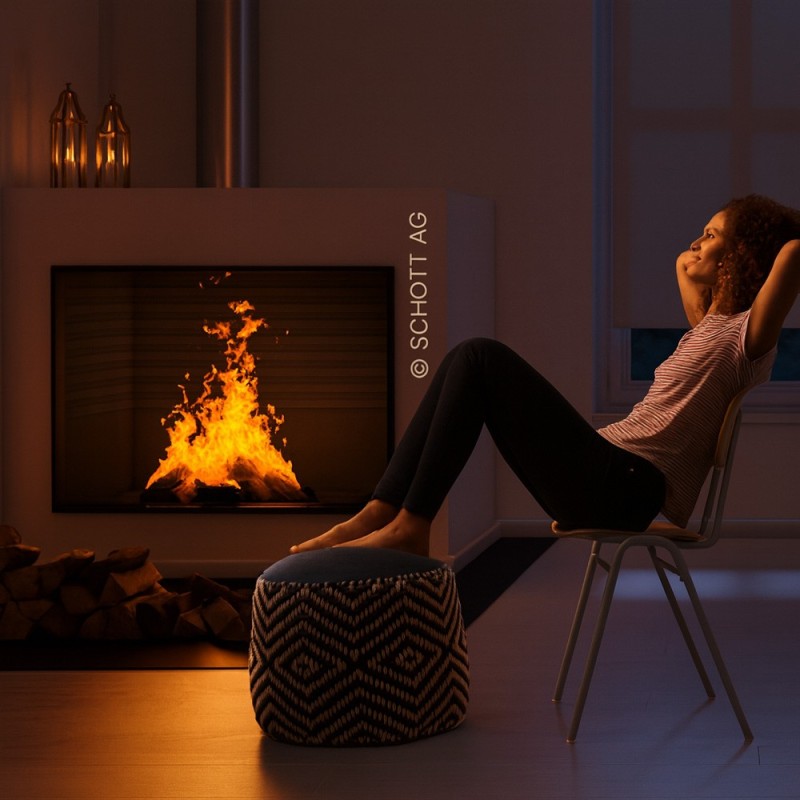 Verre intelligent à effet clair-obscur ROBAX NightFlame® ON Verre intelligent à effet clair-obscur ROBAX NightFlame® ON