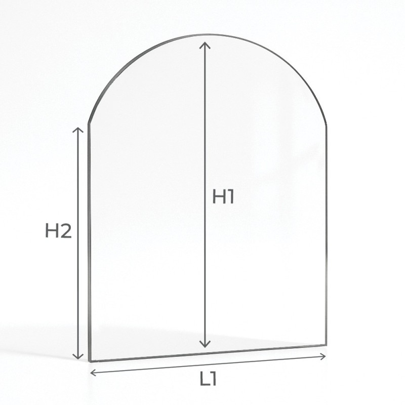 Vidrio de seguridad para chimenea - Vidrio plano con arco en la parte superior - Capska Vidrio de seguridad para chimenea - Vidrio plano con arco en la parte superior - Capska