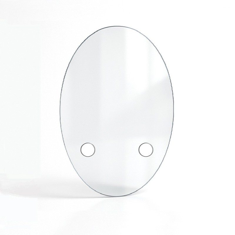 Vitre percée sur mesure forme ovale verticale