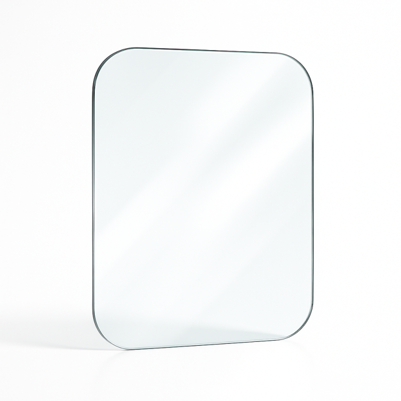 Vitre plate avec 4 angles arrondis 4 mm sur mesure