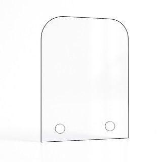 Vitre percée sur mesure forme 2 angles arrondis Vitre percée sur mesure forme 2 angles arrondis