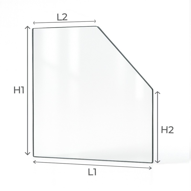 Custom Rectangle Glass with 1 Cut Corner for Stove - Capska Custom Rectangle Glass with 1 Cut Corner for Stove - Capska