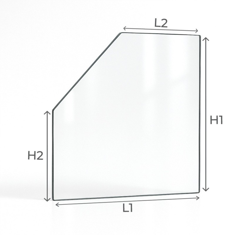 Custom Rectangle Glass with 1 Cut Corner for Stove - Capska Custom Rectangle Glass with 1 Cut Corner for Stove - Capska