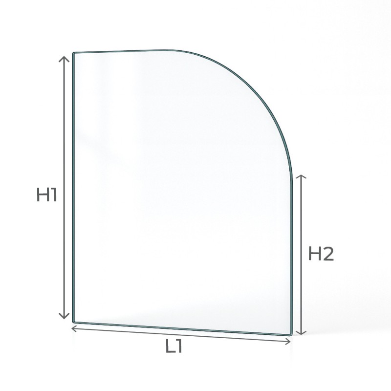 Franco Belge ARDENNES 11 KW Glass - 1 rounded corner Right side glass panel for wood burning stove
