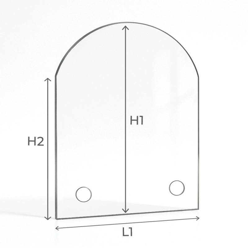 Godin CHAMONIX VITRE DU FOUR Glass - Arched rectangle Screen-printed pierced glass panel for fireplace insert