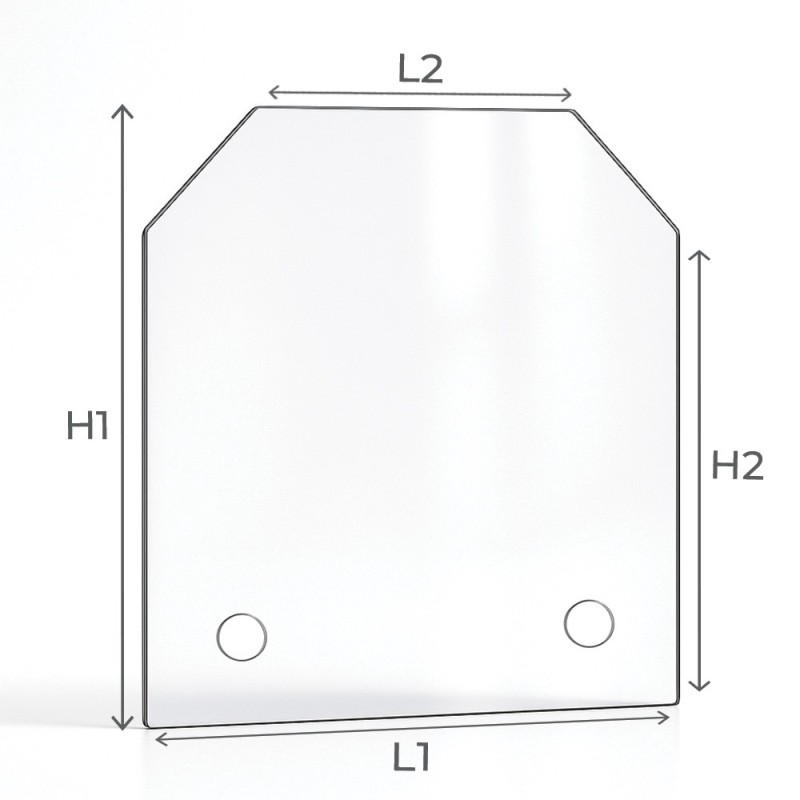 Vetro su misura rettangolare con 2 angoli stondati - Capska