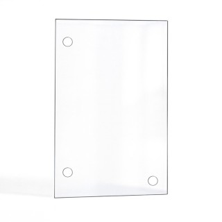 Vitre Philippe FOYER 850 (avec perçage à 20 mm du bord) - Verre rectangle percé pour insert