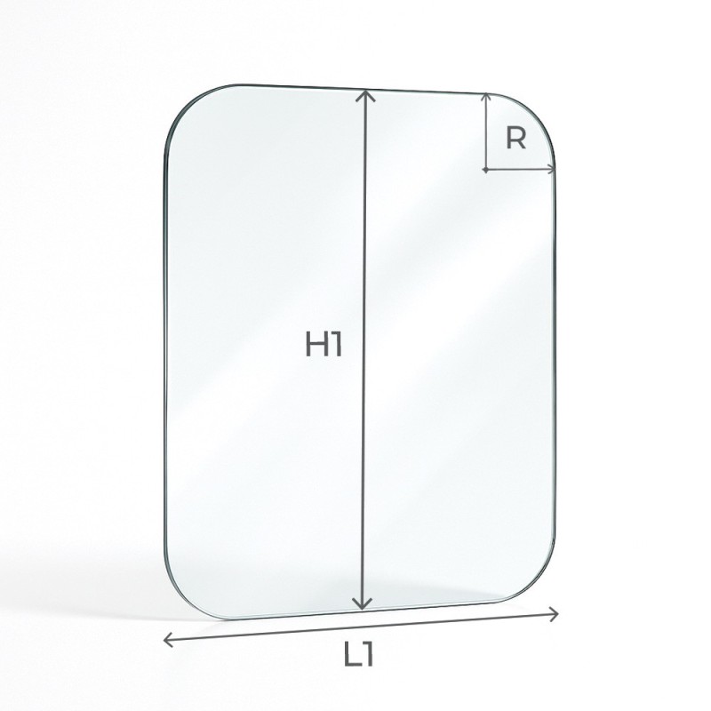 Venta de vidrio a medida para insert - Vidrio plano con 4 ángulos redondeados - Capska